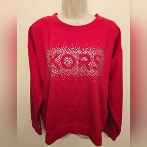 NWT Michael Kors Lades Red Sweatshirt with Silver Accents